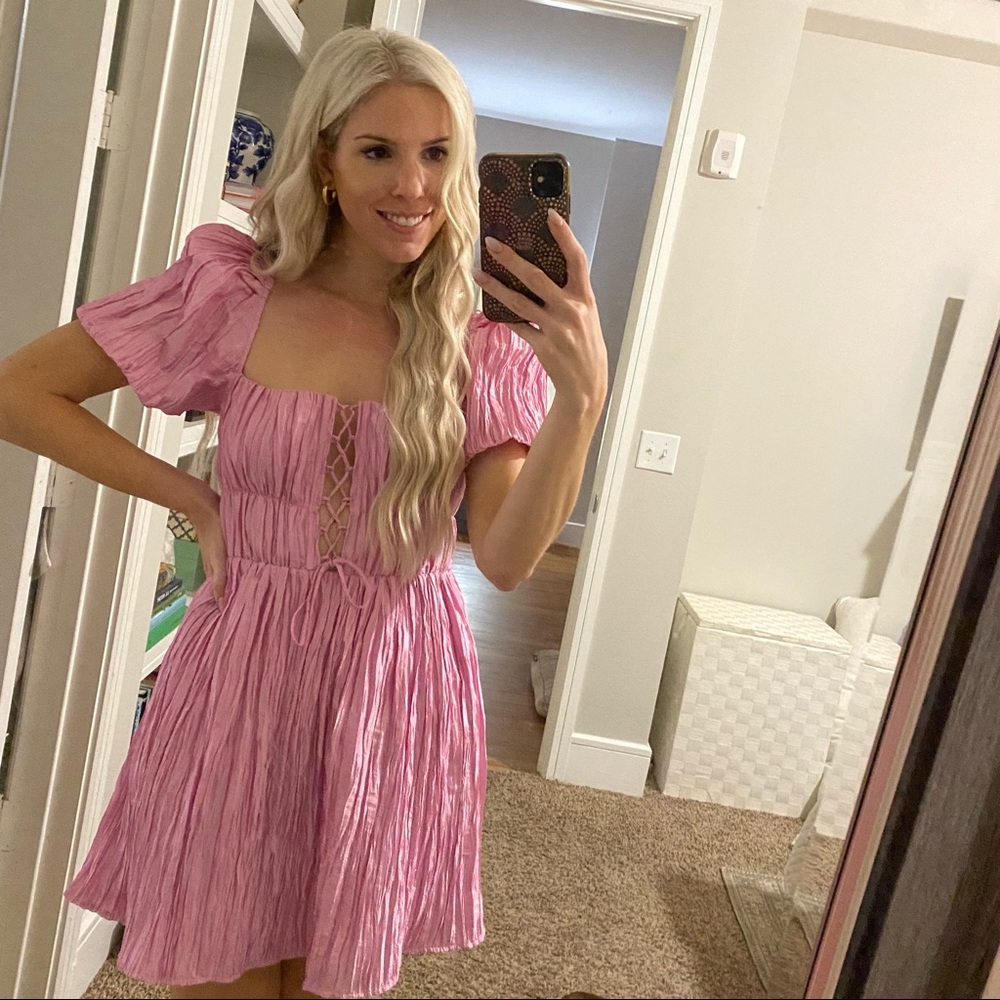 Lovers + Friends Take Me Out Mini Dress Pink Small